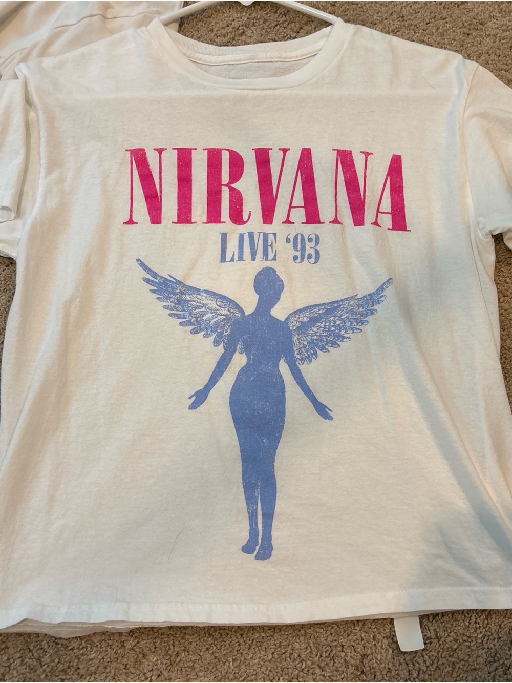 Hannah White Nirvana Live '93 Tee with Pink and Light Blue Graphic